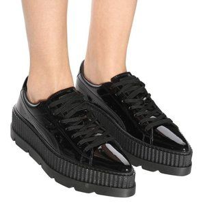 Fenty Puma Patent Black Pointy Platform Creepers - Size 7